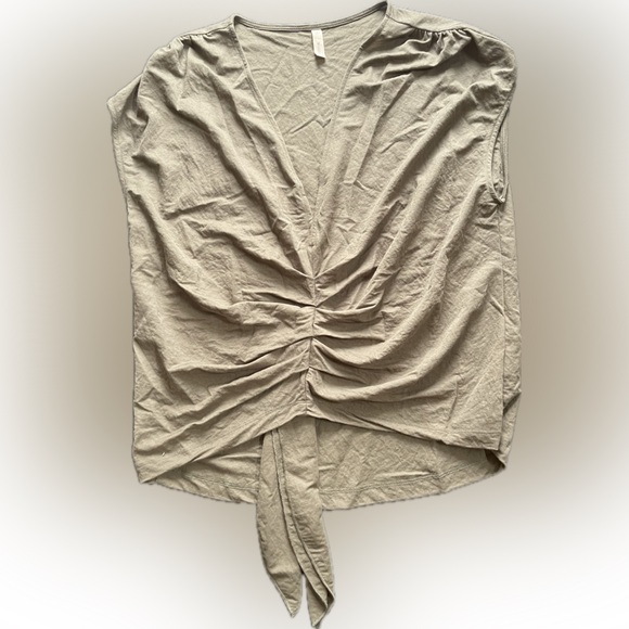 Wishlist Tops - Wishlist Olive Green Taupe Ruched Women's Blouse